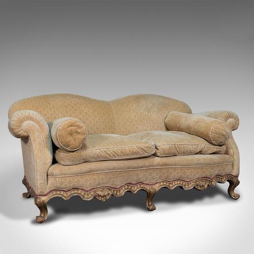 Antique 2 Seat Sofa, French, Textile, Beech, Settee, C.1900 (1 of 12)