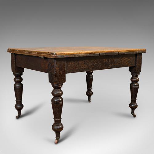 Antique Kitchen Table, English, Extending, Scrub Top, Dining, Victorian c.1870 (1 of 12)