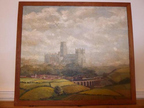 Oil Painting Train Passing Durham Cathedral (1 of 2)