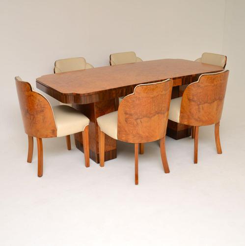 Art Deco Burr Walnut Dining Table & Cloud Back Chairs by Epstein (1 of 13)