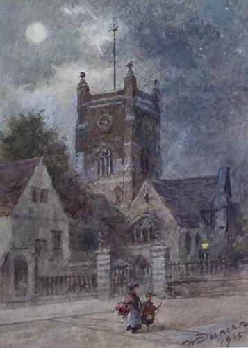 Walter Duncan Watercolour ‘ Walking Home in the Moonlight’ (1 of 2)