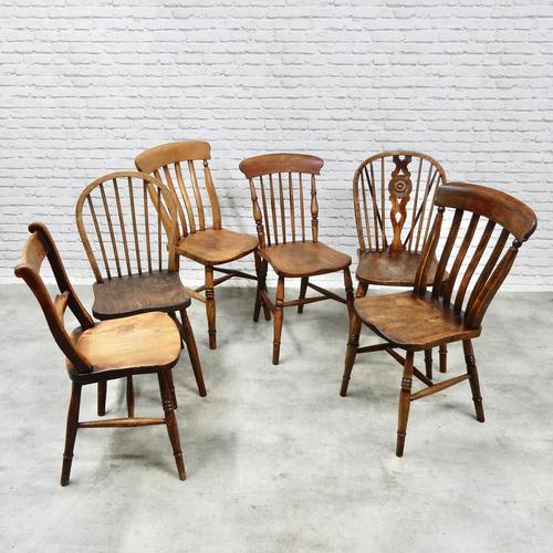 6 Assorted Windsor Kitchen Chairs (1 of 6)