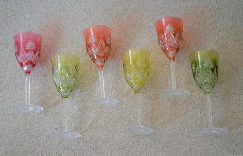 Vintage Set of Six Bavarian Colour Hock Glasses (1 of 11)