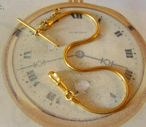 Vintage Pocket Watch Chain 1970s 12ct Gold Plated Snake Link Albert & T Bar (1 of 9) Vintage Pocket Watch Chain 1970s 12ct Gold Plated Snake Link Albert & T Bar (1 of 9)