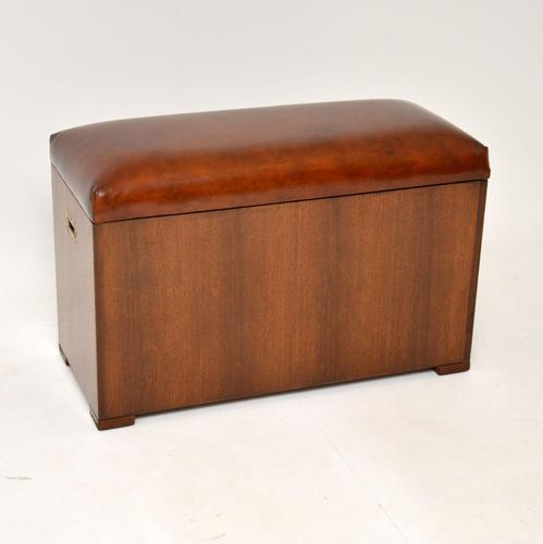 Leather & Mahogany Ottoman Trunk (1 of 9) Leather & Mahogany Ottoman Trunk (1 of 9)