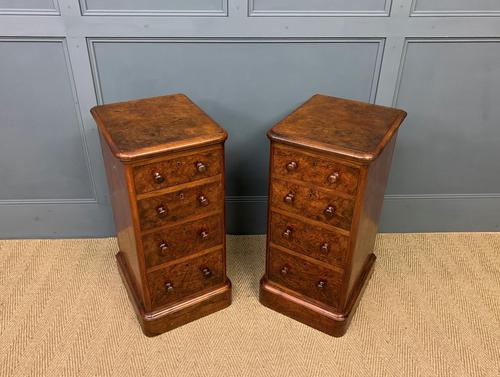 Victorian Pair of Burr Walnut Bedside Chests (1 of 14)