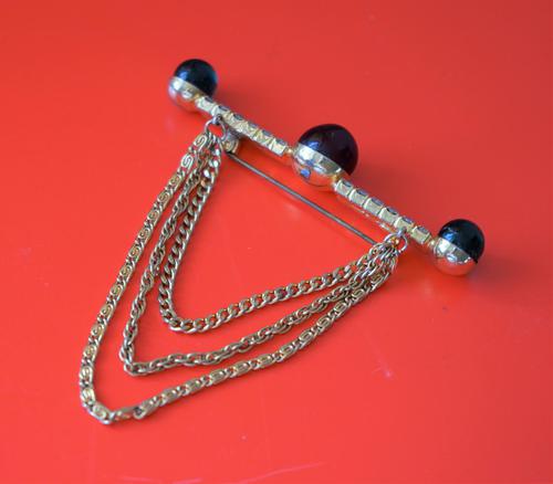 Large Vintage Gilt Rhinestone Bar Brooch (1 of 4)