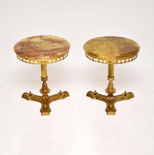 Antique French Brass and Onyx Side Table (1 of 7)