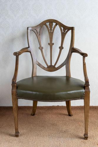 Sheraton Period Leather Covered Carver Chair (1 of 6) Sheraton Period Leather Covered Carver Chair (1 of 6)