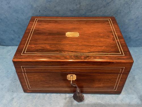 William IV Rosewood Jewellery Box Featuring Mother Of Pearl And Pewter Inlay (1 of 15)