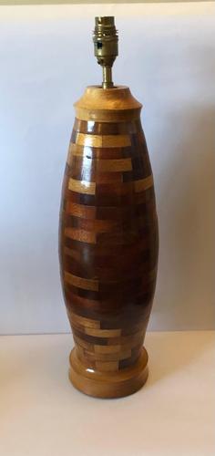 Large Vintage Wooden Segment Table Lamp (1 of 6)