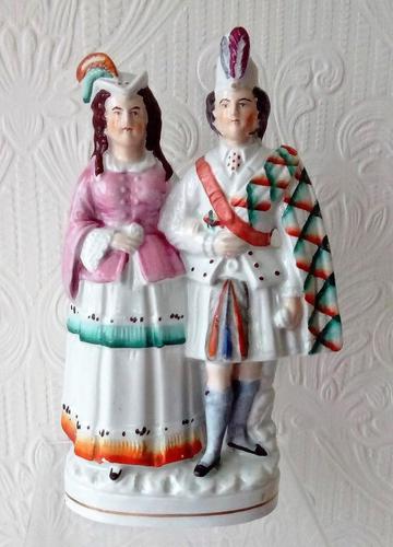 Antique English Victorian Staffordshire Pottery Royal Portrait Figure ~ "Princess Louise and the Marquess of Lorne" ~ P A223 ~ H 703 (1 of 5)