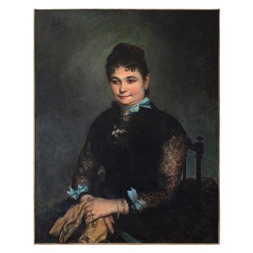 Edgar Boutry, Portrait Of A Lady With Blue Ribbons, Oil Painting (1 of 7)