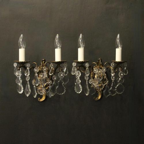 French Gilded Twin Arm Antique Wall Lights (1 of 10)