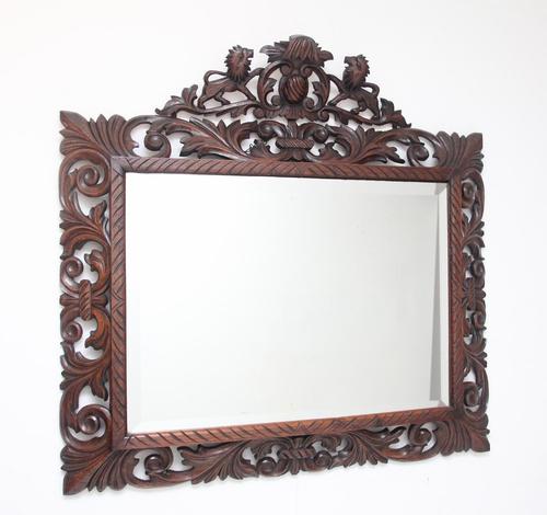 19th Century Antique Carved Oak Wall Mirror (1 of 9)