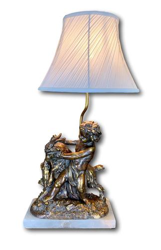 Early 20th Century Lamp Featuring Cherub & Goat (1 of 4)