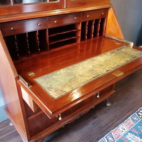 Victorian Mahogany Glazed Bookcase / Bureau with pigeon holes (1 of 14)