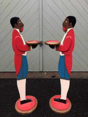 Pair of Antique Painted Blackamoor Dumb Waiters (1 of 7)