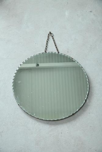 Large Round Vintage Frameless Mirror (1 of 6)