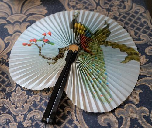 Unusual Vintage Black Framed Folding Fan - Ideal Gift (1 of 7)