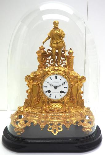 Antique Empire 8-day French Ormolu Mantle Clock – Figural Mantel Clock With Glass Dome (1 of 12)