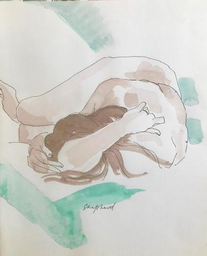 Original Watercolour 'Sleeping Figure' by Toby Horne Shepherd 1909-1993 Signed c.1965 (1 of 1) Original Watercolour 'Sleeping Figure' by Toby Horne Shepherd 1909-1993 Signed c.1965 (1 of 1)