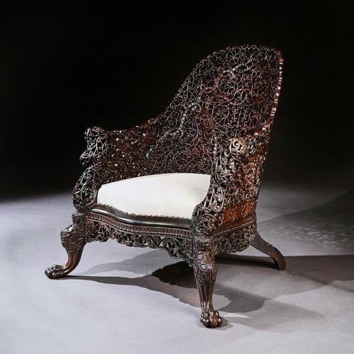 Exceptional 19th Century Anglo Indian Carved Teak Armchair (1 of 9)