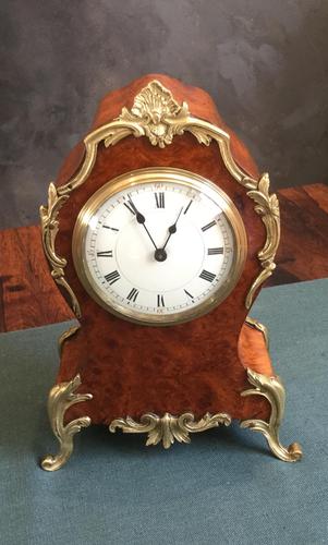 Late 19th Century French Burr Maple & Gilt Brass Mantel Clock (1 of 3)