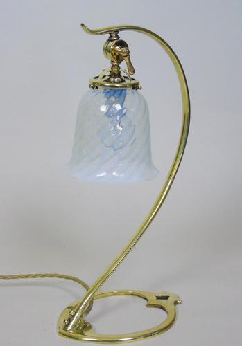 Beautiful Art Nouveau Adjustable Brass Table Lamp (1 of 6)