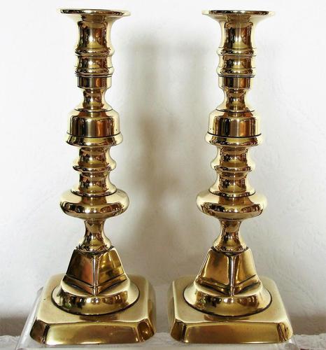 Pair of Antique English Victorian Brass Candlesticks (1 of 2)