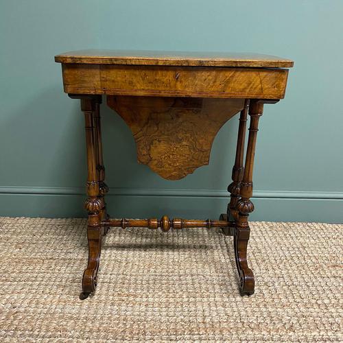 Spectacular Figured Walnut Inlaid Victorian Antique Work Box / Side Table (1 of 8)