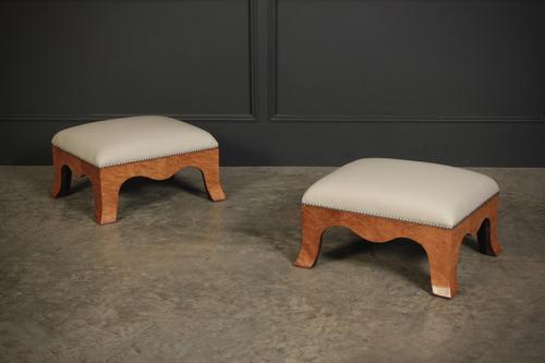 Pair of Art Deco Birdseye Maple & Leather Footstools (1 of 1) Pair of Art Deco Birdseye Maple & Leather Footstools (1 of 1)