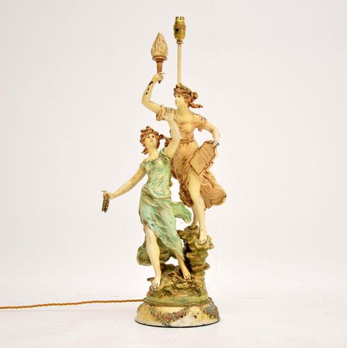 Large Antique Art Nouveau Table Lamp by L & F Moreau (1 of 10) Large Antique Art Nouveau Table Lamp by L & F Moreau (1 of 10)