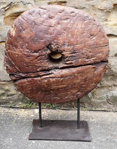 19th Century Indian Cart Wheel on Custom Made Metal Stand (1 of 8)