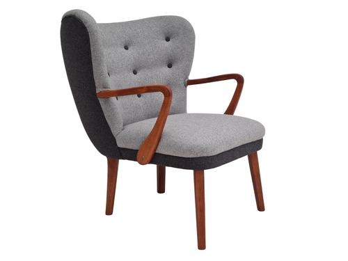 Danish lounge armchair, 60s, furniture wool, completely reupholstered (1 of 17)