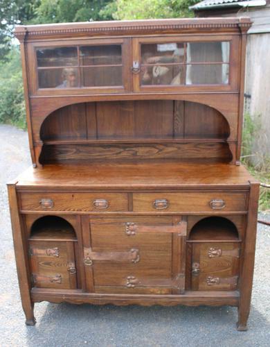 1920s Large Oak Carved Buffet with Display Cupboards (1 of 7) 1920s Large Oak Carved Buffet with Display Cupboards (1 of 7)