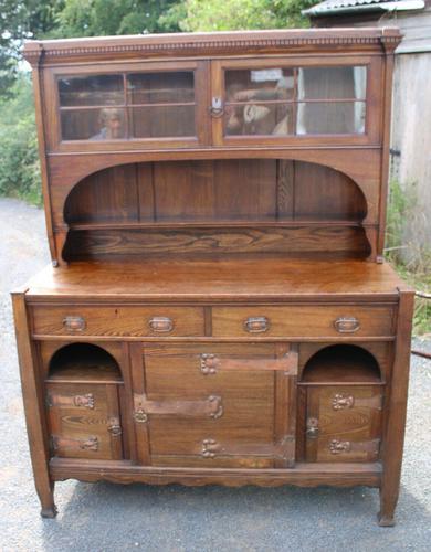 1920s Large Oak Carved Buffet with Display Cupboards (1 of 7)