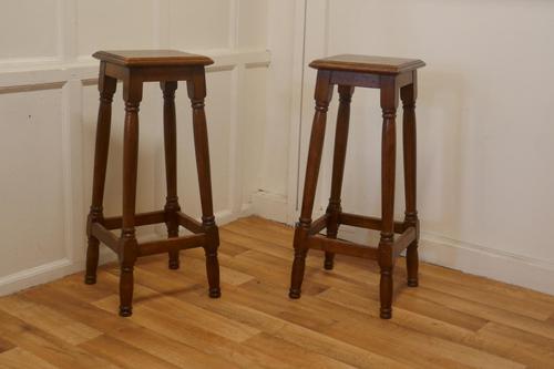 Pair of French Walnut Farmhouse High Kitchen Stools (1 of 6) Pair of French Walnut Farmhouse High Kitchen Stools (1 of 6)