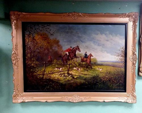 Large Heavy Gilt Framed Hunting Scene by Bert Van Bulk (1 of 1) Large Heavy Gilt Framed Hunting Scene by Bert Van Bulk (1 of 1)