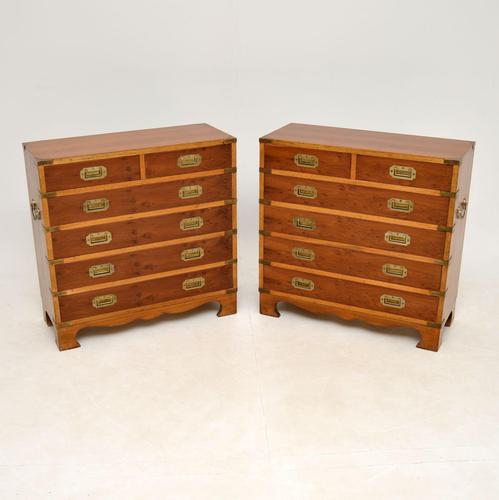 Pair of Yew Wood Military Campaign Style Chests (1 of 14)