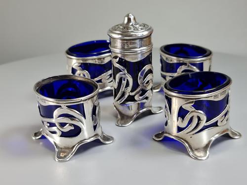 Stunning Levi & Salaman HM Silver Art Nouveau 5 x Piece Cruet c.1902 (1 of 10) Stunning Levi & Salaman HM Silver Art Nouveau 5 x Piece Cruet c.1902 (1 of 10)