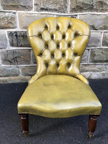 Antique Leather & Mahogany Nursing Chair (1 of 7)