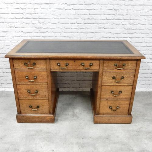 19th Century Oak Pedestal Desk (1 of 8)