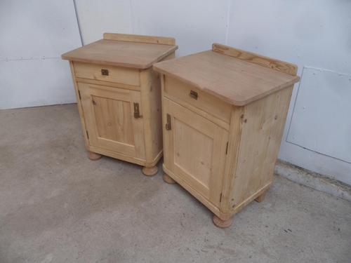 Small & Low Pair of Victorian Antique Pine Bedside Cabinets to wax / paint (1 of 9)