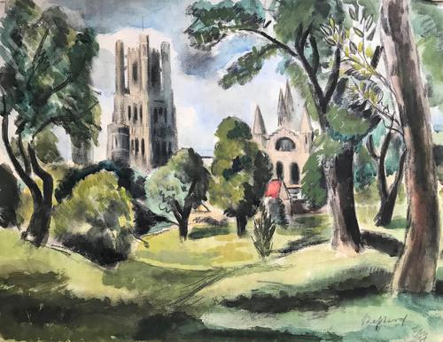 Original mixed media painting 'Ely' by Toby Horne Shepherd 1909-1993. Signed c.1955 (1 of 1) Original mixed media painting 'Ely' by Toby Horne Shepherd 1909-1993. Signed c.1955 (1 of 1)