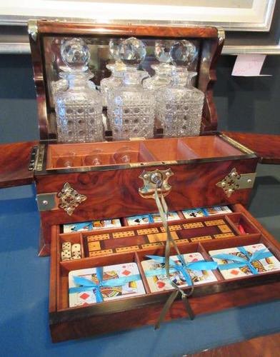 Stunning Antique Burr Walnut Tantalus & Games Box (1 of 9)