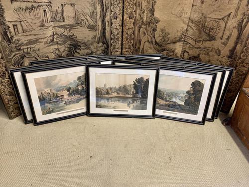 Fabulous Set of 11 Coloured Prints of the River Thames (1 of 14)