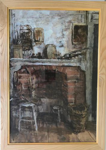 Original oil on canvas, laid on to board ‘The old fire place’ by Rozanne Palmer Framed c.1960 (1 of 3) Original oil on canvas, laid on to board ‘The old fire place’ by Rozanne Palmer Framed c.1960 (1 of 3)