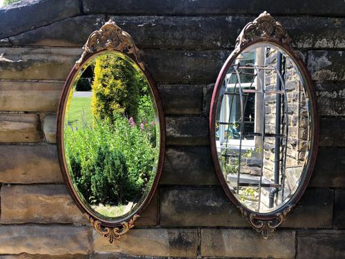 Pair of Quality Walnut & Parcel Gilt Oval Wall Mirrors (1 of 9)