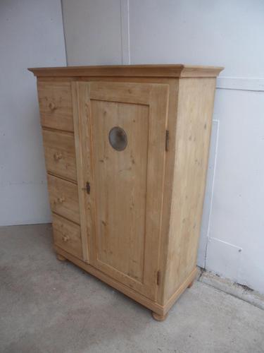 Stunning 4 Drawer 1 Door Antique Pine Kitchen / Storage Cupboard to wax / paint (1 of 8)